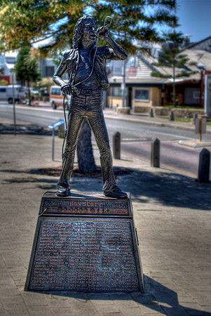 Bon Scott's statue at Fishing Boat Harbour in Fremantle.