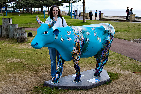 Rosemary with one of the entries in the Margaret River CowParade in 2010.