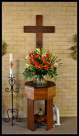 The flowers were in memory of the Rt Revd Ben Wright, and were prepared by Mrs Joyce Brooks.