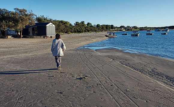 Rosemary walking along the foreshore