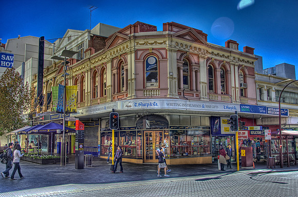 The corner of Barrack Street and the Hay Street Mall